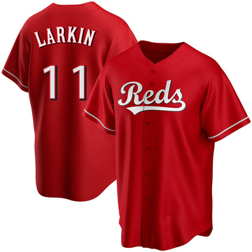 Nike Men's Cincinnati Reds Barry Larkin #11 White Cooperstown V-Neck  Pullover Jersey